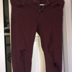 Jeans - Dark red ripped jeans Jeans - Dark red ripped jeans